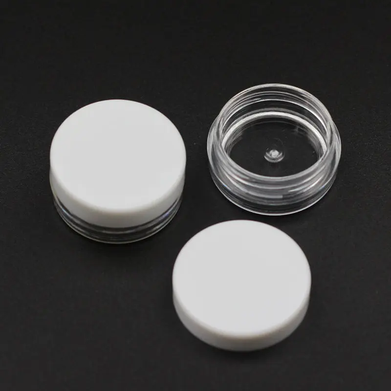 

100pc 2g Round Plastic Cosmetic Container Clear PS Cream jar With White Lid Screw Cap Sample Jar 2ml Plastic Jar Packaging Empty