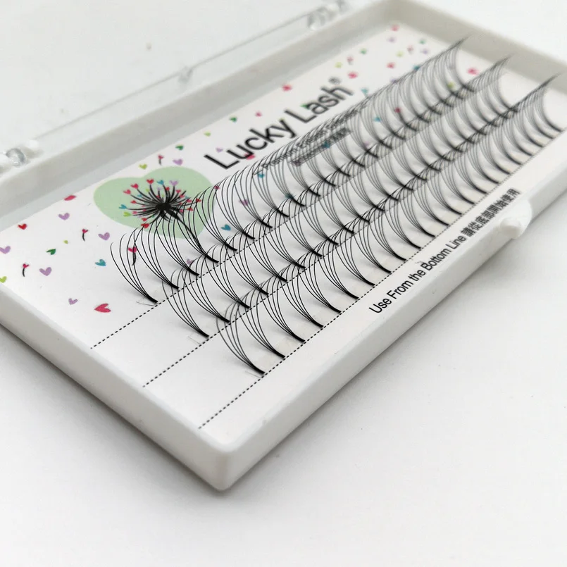 Lucky Lash Short Stem Russian Volume Eyelash Extensions 3D 4D 5D 0.10 D Curl Eyelash Bouquets Volume False Eyelashes Makeup