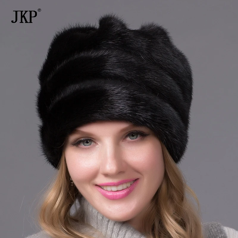 Real Mink Fur Hat For Women Winter Full Fur Hat With Flower Top 2024 New Arrival Good Quality Multicolor Female Luxury DHY-45