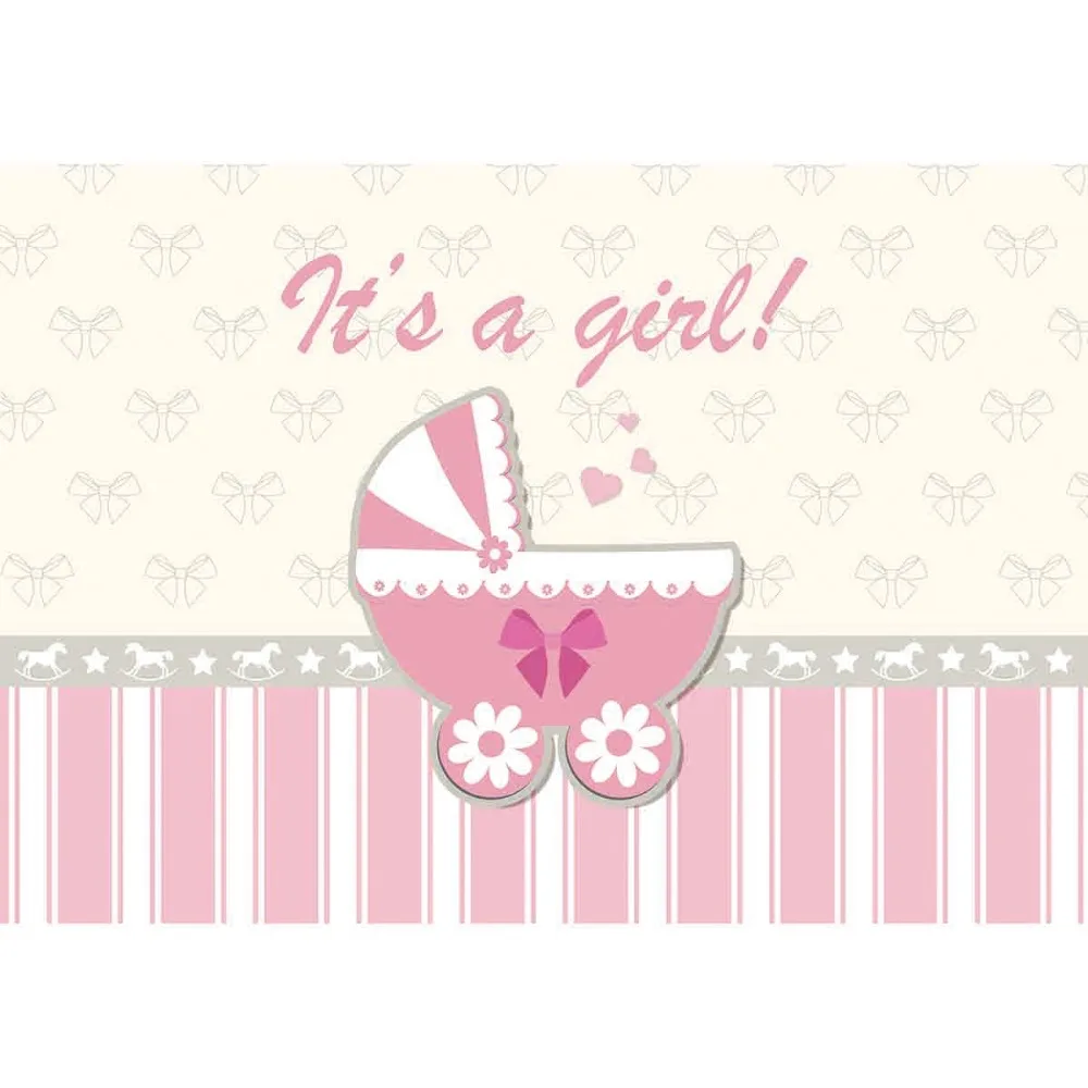 Allenjoy baby shower backdrops photocall pink blue Baby carriage Trojan Bow photobooth photography photo background photophone