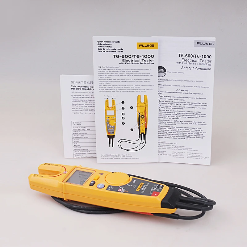 Fluke T6-600 Clamp Continuity Current Electrical Tester Non-contact Voltage Clamp  Meter With Original Fluke Soft Case