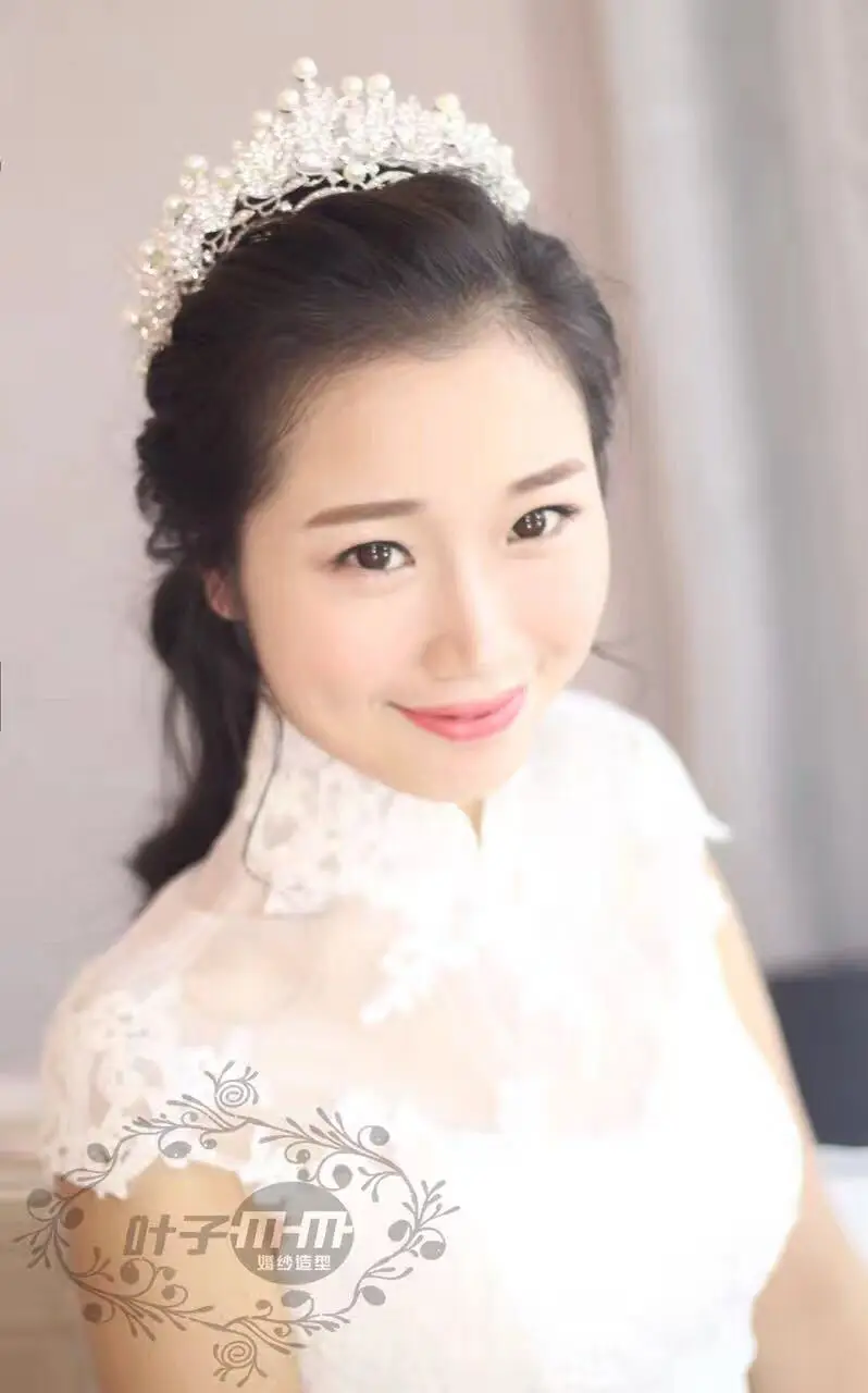Crystal Pearl Crowns Rhinestone Tiara Brides Hairband Hair Jewelry Princess Crown Fashion Wedding Hair Accessories