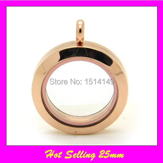 

Hot selling 316l stainless steel floating locket rose gold screw glass floating charms locket necklace