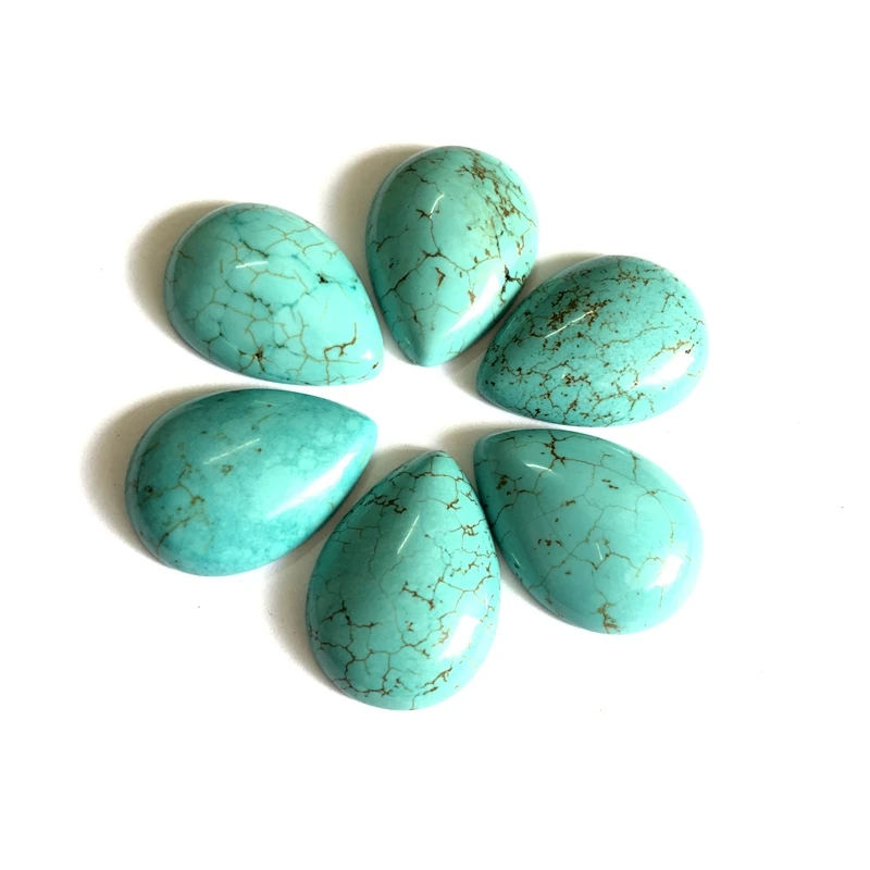 Wholesale Natural Magnesite Turquoise Bead Cabochon 12x16mm 18x25mm 22x30mm Pear Drop Gem Stone Cabochon Ring Face 2Pcs/pack