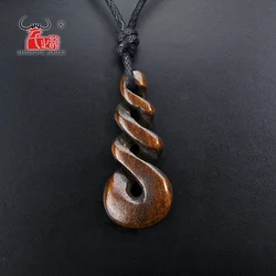 GX013 Handmade Carved Twisted New Zealand Maori Tribal Choker WoMen's Men's Necklace Yak Bone Infinity Pendant for surfing