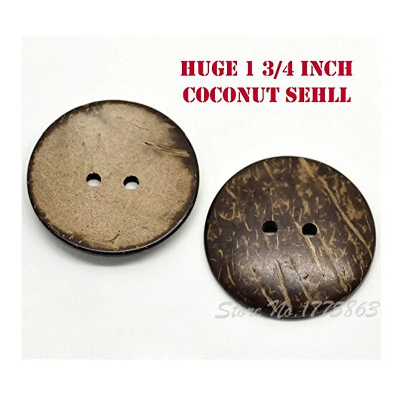 10 PCS/Lot 45mm Big Size 2 Holes Natural Eco-friendly Coconut Shell Buttons For DIY Crafts Scrapbook Decorative Wooden Buttons