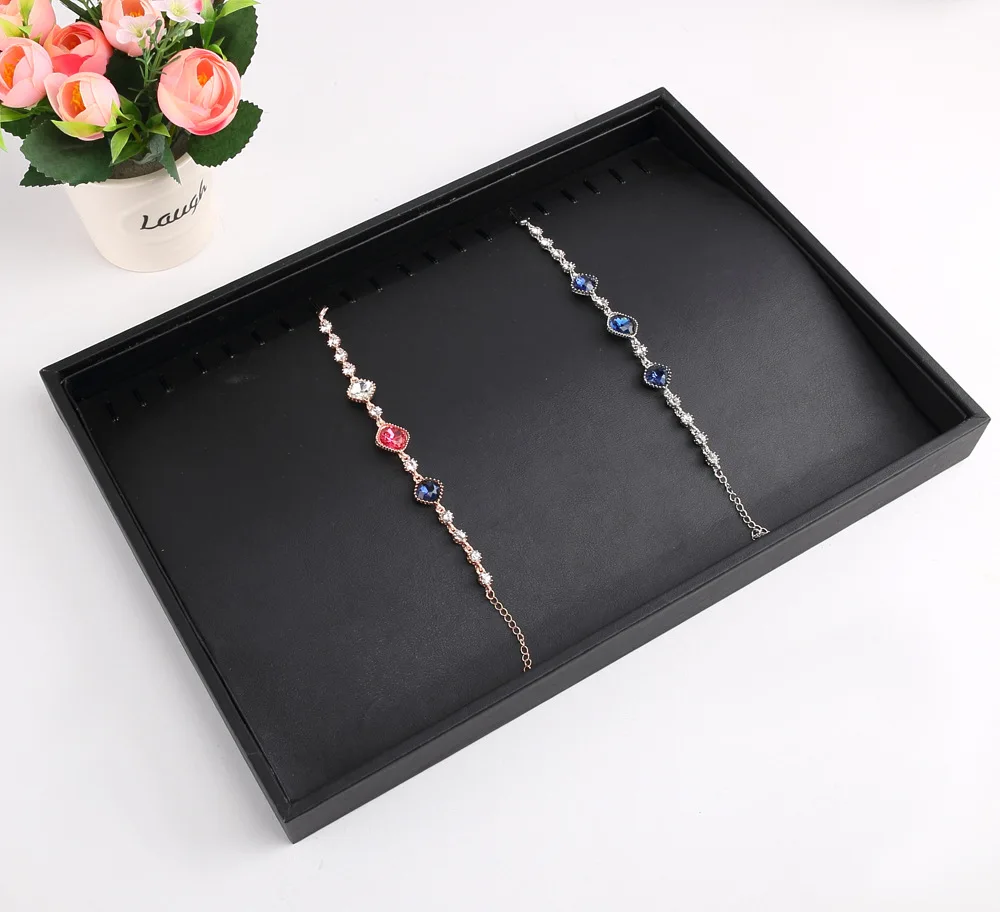 Hochwertige Schmuckschatulle aus schwarzem PU-Leder für Ringe, Halsketten, Anhänger, Organizer, Ohrstecker, Aufbewahrung, Schmuck-Display