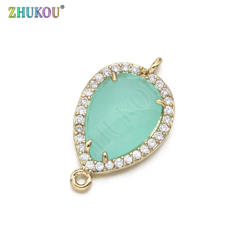 14*23mm High Quality Brass Cubic Zirconia Water-drops shape  Connectors DIY Jewelry Findings Making, Hole:1.0mm Model: VS297