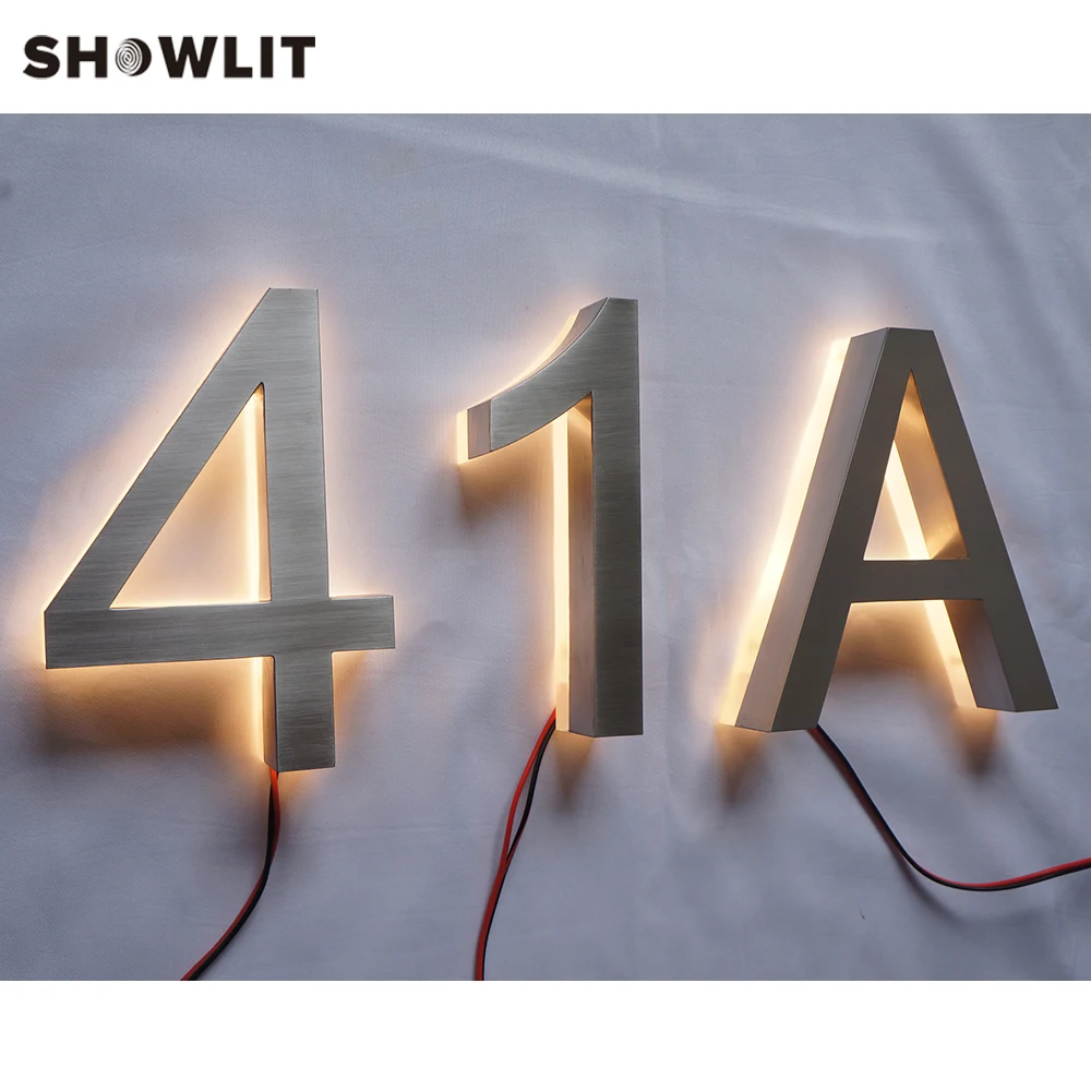 Decorative Home Lighitng Numbers LED Back Lit Steel Modern House Numbers Manufacturer