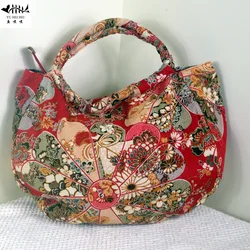 Vintage Handmade Hobos Bohemian Boho Bag Hippie Bags Women Shoulder Bag Classic Red Flower Women's Handbags Cotton