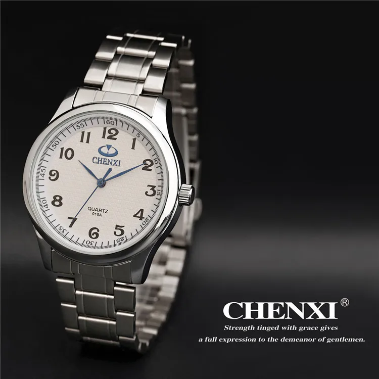 Chenxi Marke Klassische Luxus Quarz Damen Uhr Mode Edle Geschenk Uhr Frauen Mann Armbanduhr Volle Edelstahl Silber 010a