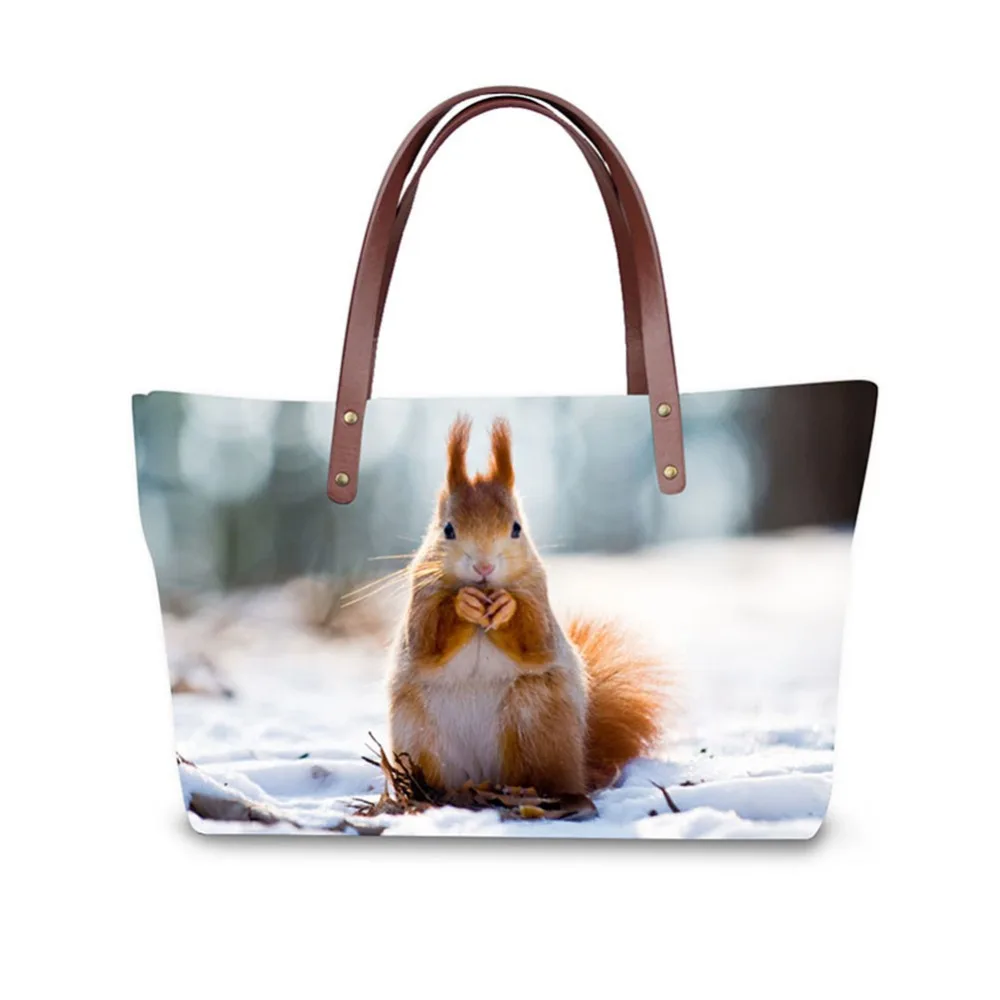 3D  Cute little squirrel print ladies handbag women lovely note pattern handbags handbag+messenger bag+purse multifuction bags