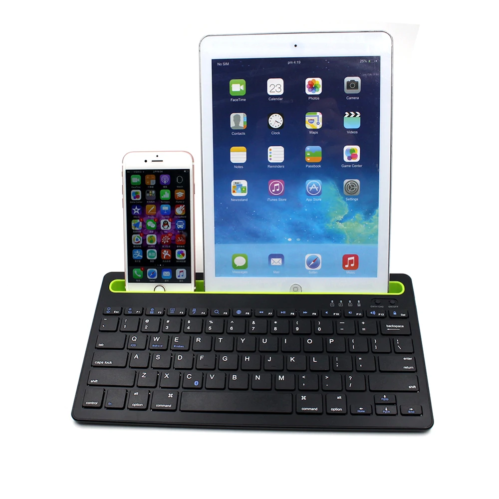 Dual Channel Wireless Bluetooth Keyboard Multidevice Bluetooth Keyboard for Windows/IOS/Android With Integrated Cradle Holds