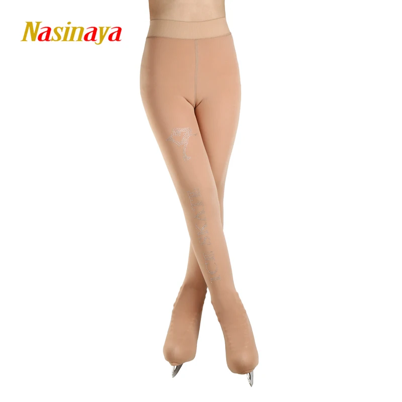 Women's Figure Skating Training Competition Pantyhose Patinaje Artistic Gymnastics Tight Fit Warm Dance Beige  Color