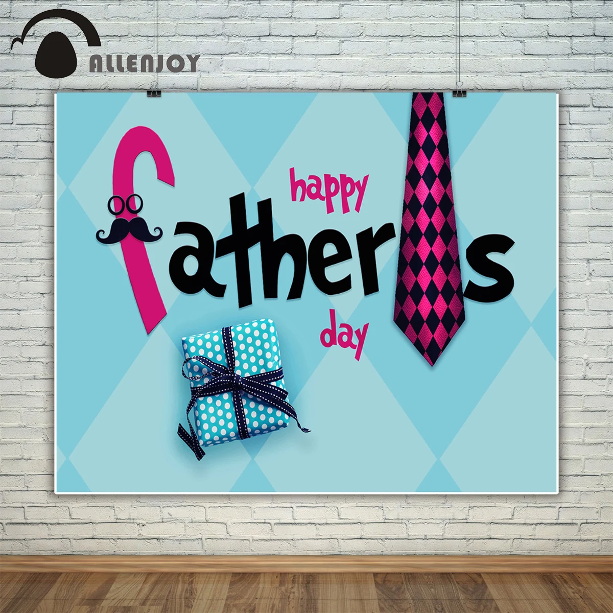 Allenjoy backgrounds for photography studio blue lattice happy father's day gift tie backdrop original new design photocall