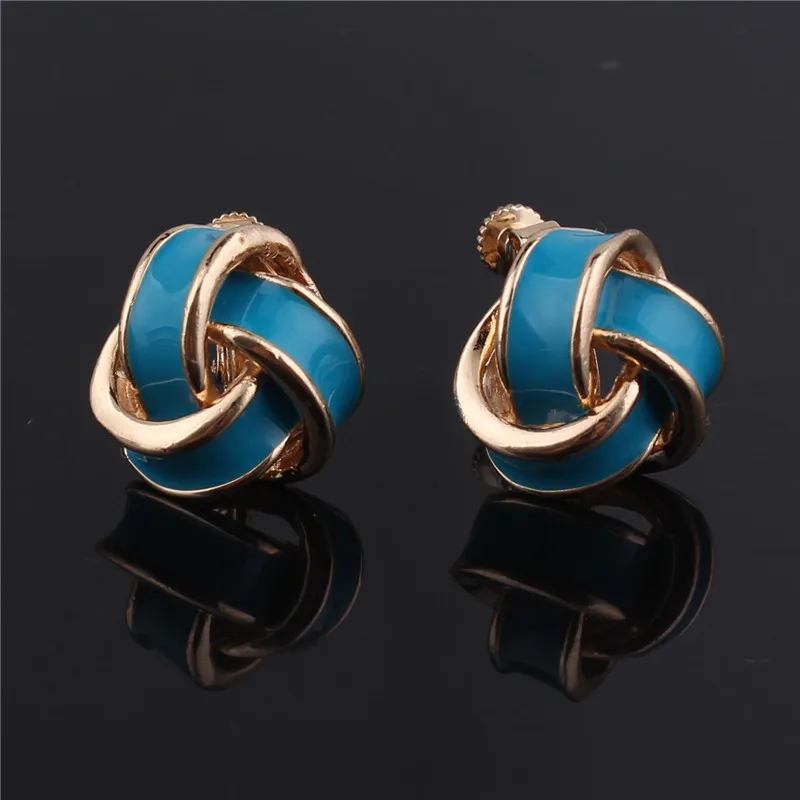 GRACE JUN 5 Colors Available Candy Enamel Clip on Earrings No Pierced for Women Party Wedding Charm Screw Ear Clip Bijouterie