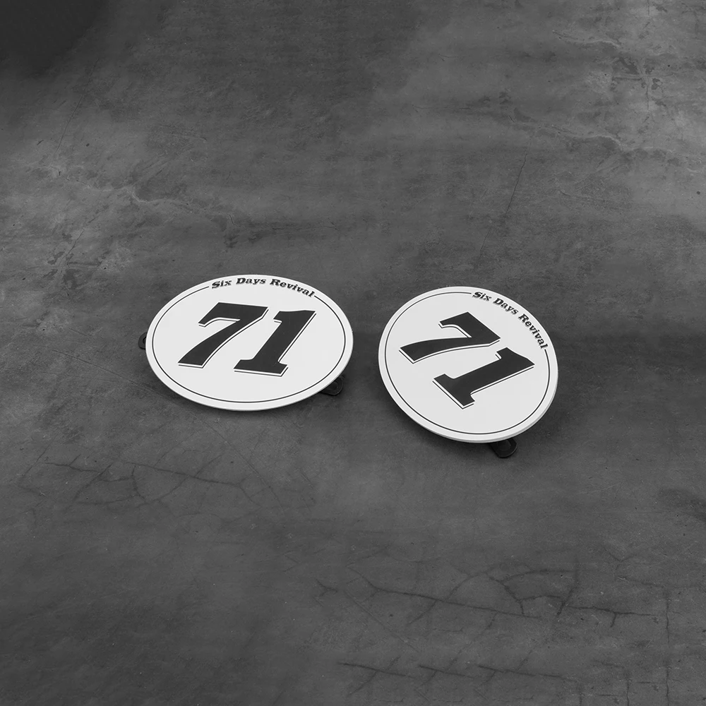 2 PCS Table NUMBER PLATE For MOTO CAFE RACER tracker scrambler No.71