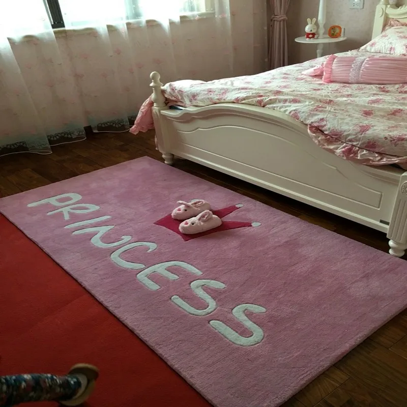 The pink princess carpet mats crown simple bedroom girl porch custom handmade acrylic carpet mat children livingroom rug lovely