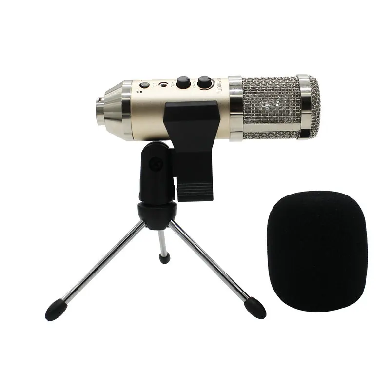 MK-F500TL Studio Microphone USB Condenser Sound Recording with Arm stand For Mobile Phone Computer