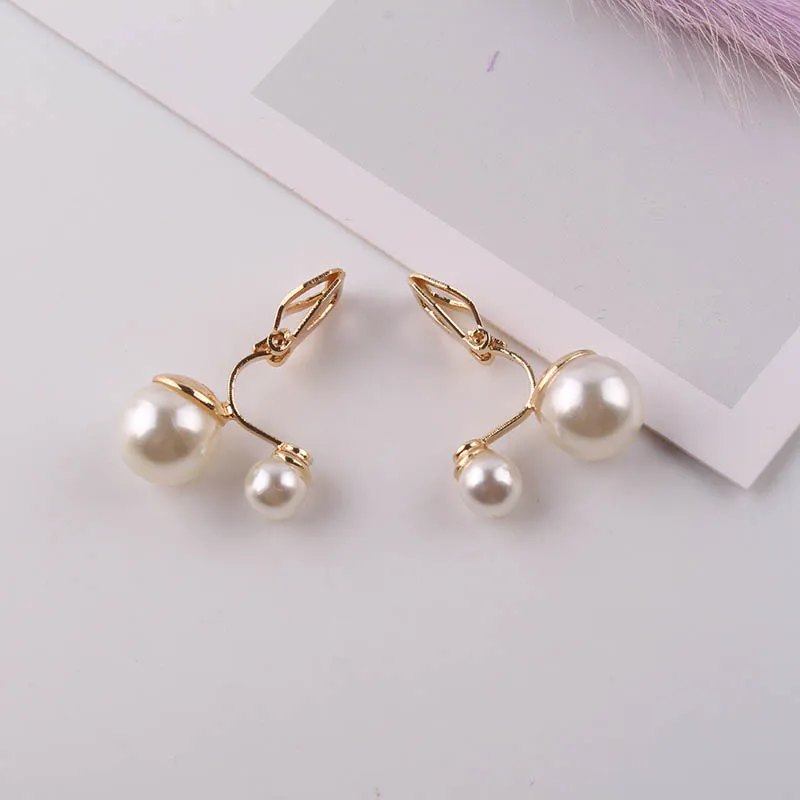 JIOFREE Simulated Pearl Statement Clip on Earrings Women Wedding Party no pierced Earrings Maxi Jewelry Love Christmas Gift view 3