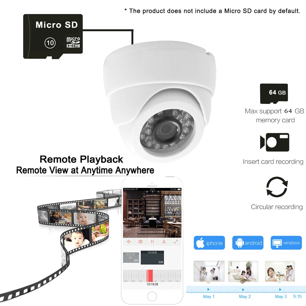 Ip Camera Wifi 1080p Surveillance Home Security Wireless CCTV Cameras TF Card Slot Infrared Audio Dome IPcam Onvif RTSP