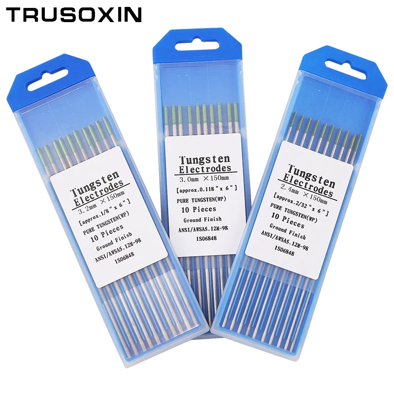 10pcs Green Code 1.0/1.6/2.0/2.4/3.0/ 3.2/ 150MM Tungsten Electrode Tungsten Needle/Rod for Welding Machine with TIG Function