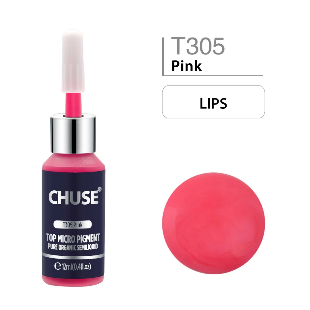 

CHUSE Pink T305 Permanent Makeup Ink Lips Tattoo Ink Set Microblading Pigment Professional 12ML 0.4oz