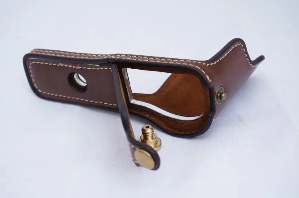 حقيبة كاميرا سفلية من الجلد العتيق لكاميرا Sony A5000 A5100 مع حزام أسود قهوة بني