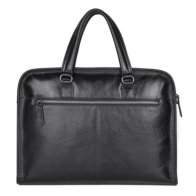 Nesitu-bolsa masculina de couro genuíno de alta qualidade, preta, 14 polegadas, para laptop e escritório, negócios, bolsa de ombro, mensageiro, m7402