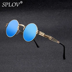 New Fashion Polarized Sunglasses for Men and Women Retro Steampunk Round Metal Frame Double Spring Leg Colorful Shades UV400