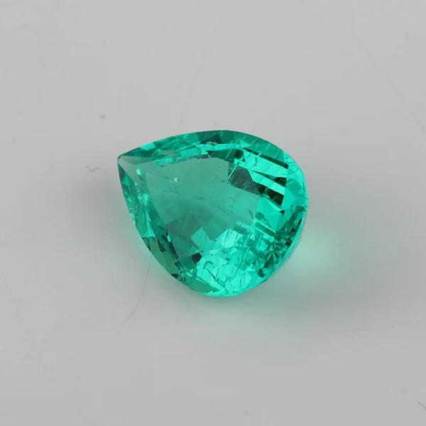 High Quality Pear Shape 9*14mm Hydrothermal Emerald Stone For Jewelry