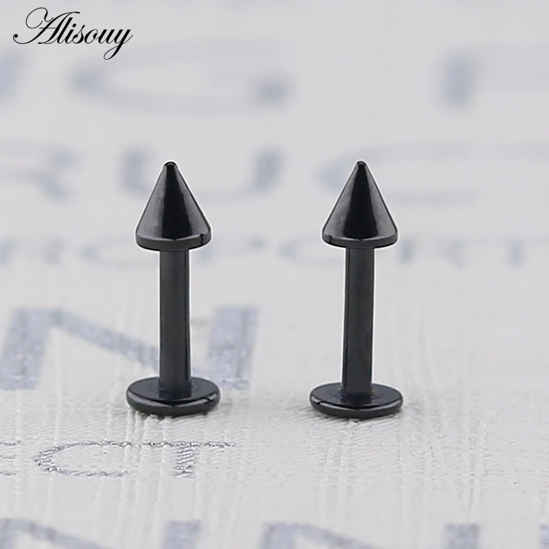 Alisouy 1PC 16G Surgical Steel Stud Earrings Piercing Black Blue Gold Color Labret Lip Ring Ear Cartilage Ombligo Body Jewelry