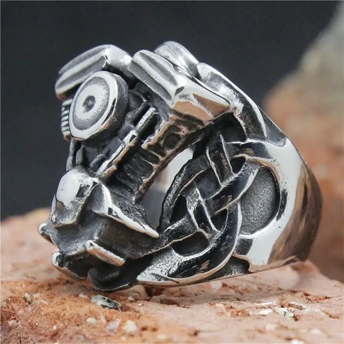 2015 Cool 316L Stainless Steel Biker Engine Ring Mens Motorcycle Biker Engine Ring