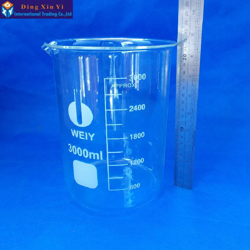 1 pz 3000ml bicchiere di vetro forniture di laboratorio laboratorio di chimica bicchiere trasparente in vetro borosilicato addensato con beccuccio