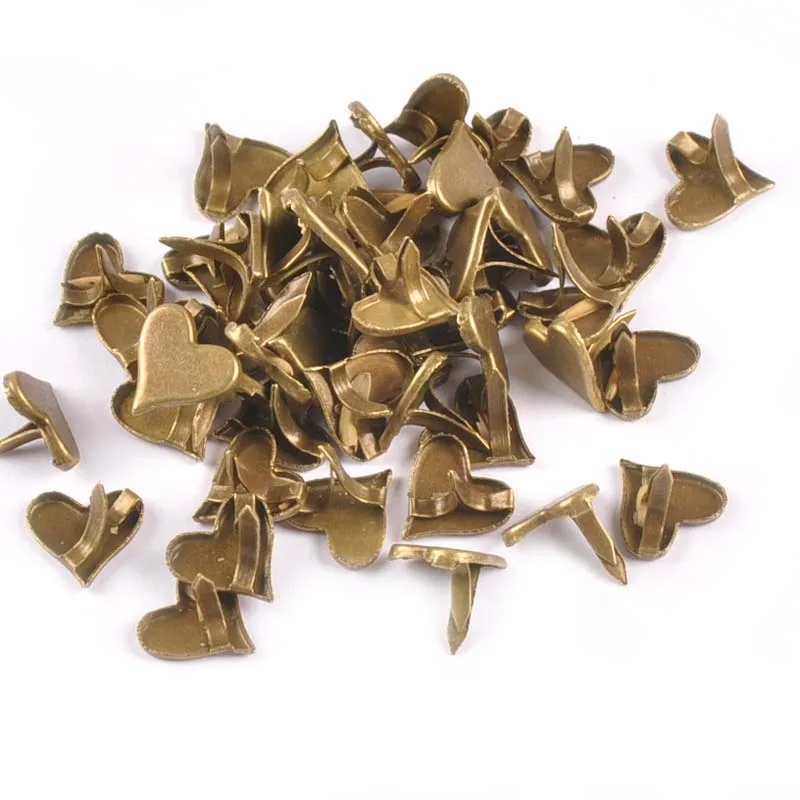 Retro Bronze Heart Brads Scrapbooking Embellishment Fastener Metal Crafts For DIY Shoes Decor Accessories 50pcs 11x10mm c1514