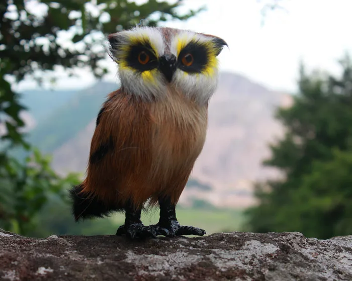 18x16cm night owl hard model,polyethylene&furs handicraft Figurines&Miniatures decoration gift a2856