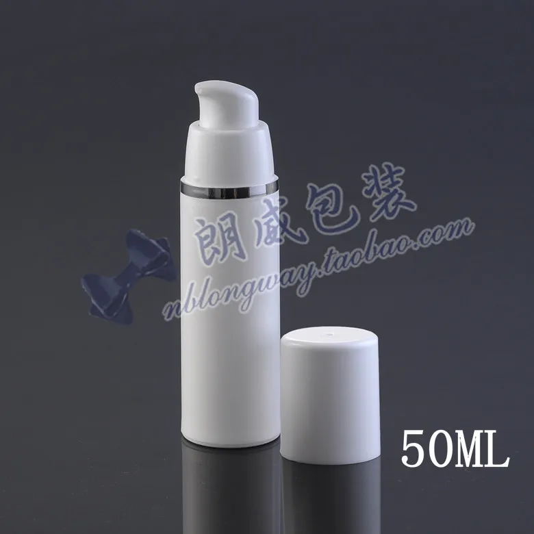 

50ml empty airless pump plastic bottle with silver cylinder for cosmetic packaging,50g airless bottle for skin care cream pump