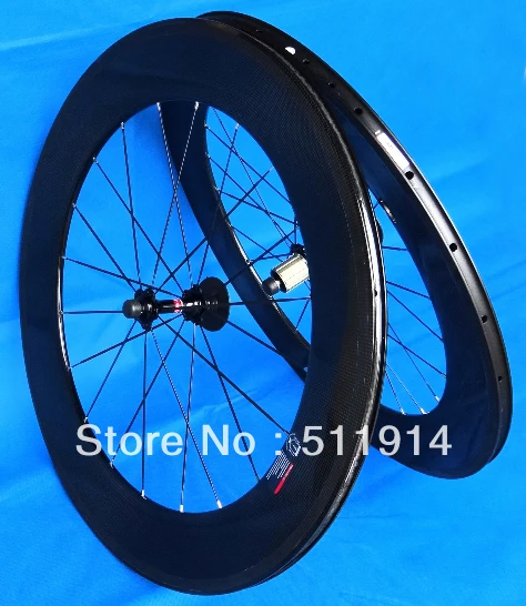 Full Carbon Road Bike Clincher Wheelset 700C - 88mm (F : 20H / R : 24H)