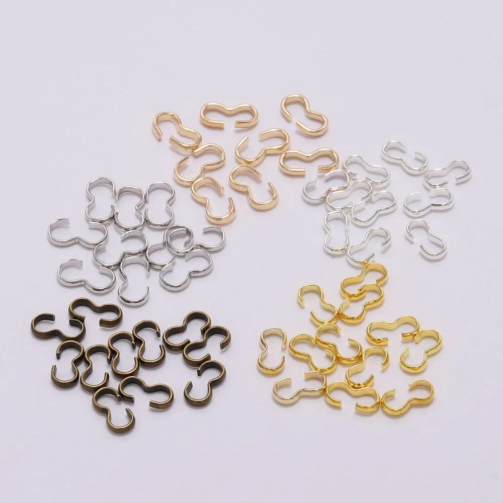 100pcs 4*8 mm Buckle Ends Fastener Clasp Connectors Links Brass Rope Connect Clasp Closed Rings For DIY Jewelry Finding Supplies