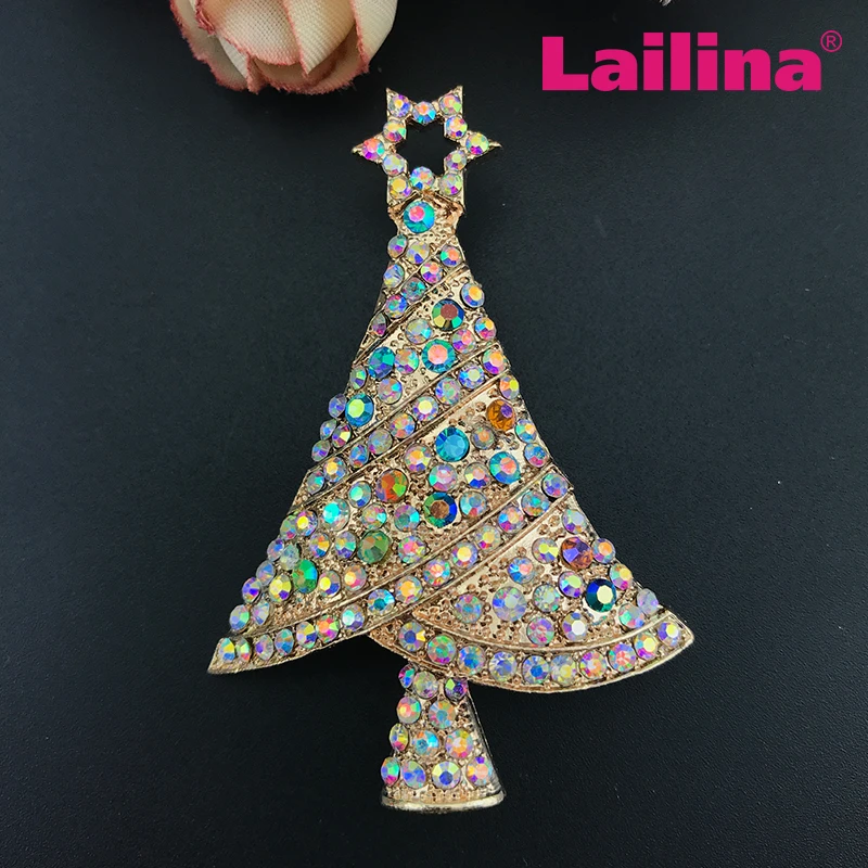 

Fashion AB crystal Christmas Tree Pin Brooch Christmas Gift pin