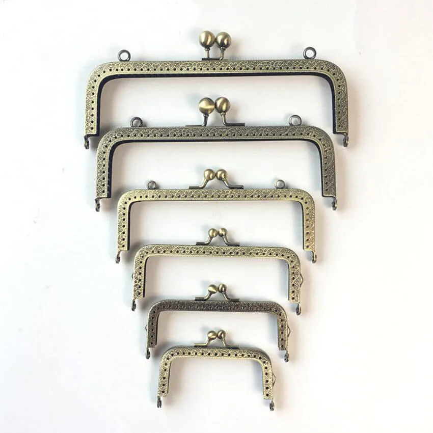 10pcs 8.5cm 10.5cm 12.5cm 15cm 18cm 20cm Metal Buckle for Bag DIY handmade Metal Purse Frame with Kiss Lock wedding clutch frame