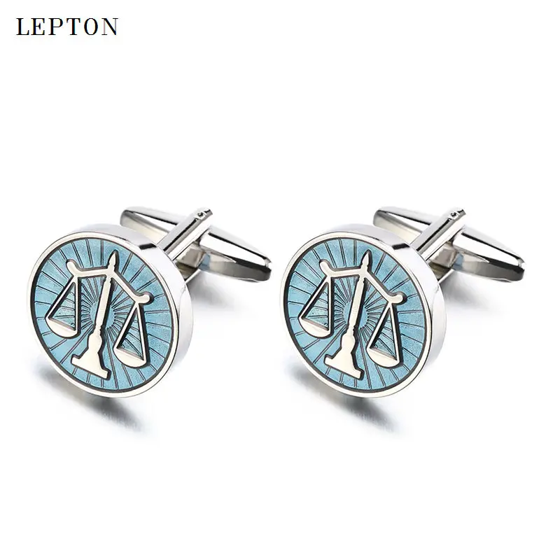 

High Quality Libra Scales Cufflinks Stainless Steel Round balance Cuff links for Mens Shirt Studs Gift Lawyer Relojes gemelos