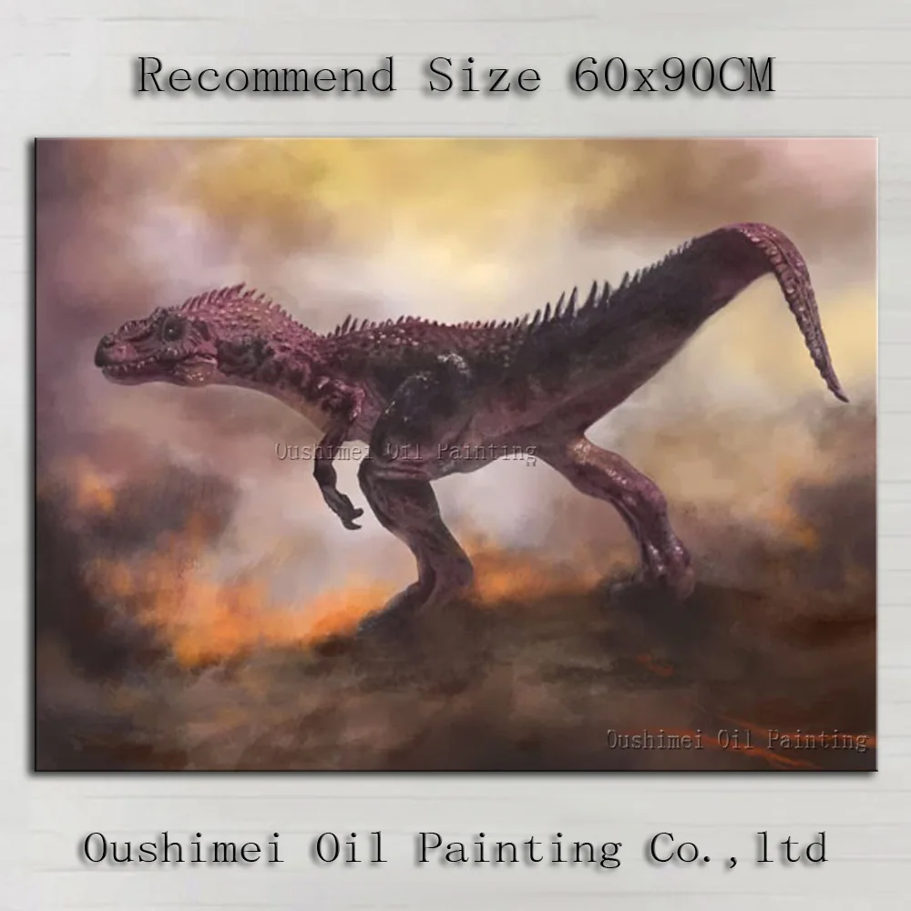 

New Hand Paintd Special Fierce Dinosaur Oil Painting On Canvas Modern Paintings Hang Pictures Animals For Living Room Decor