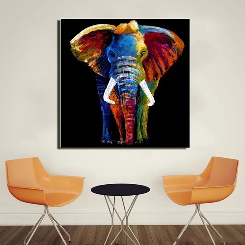 SELFLESSLY-Modern Colorful Elephant Canvas Painting, Living Room Posters and Prints, Animal Art, Wall Decor, Drop Shipping image 5