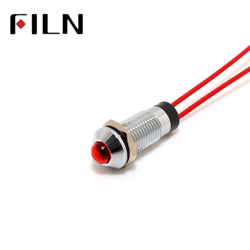 FILN FL1M-8SW-2 8mm red yellow blue green white 12v 110v 24v 220v led metal signal lamp with 20cm cable