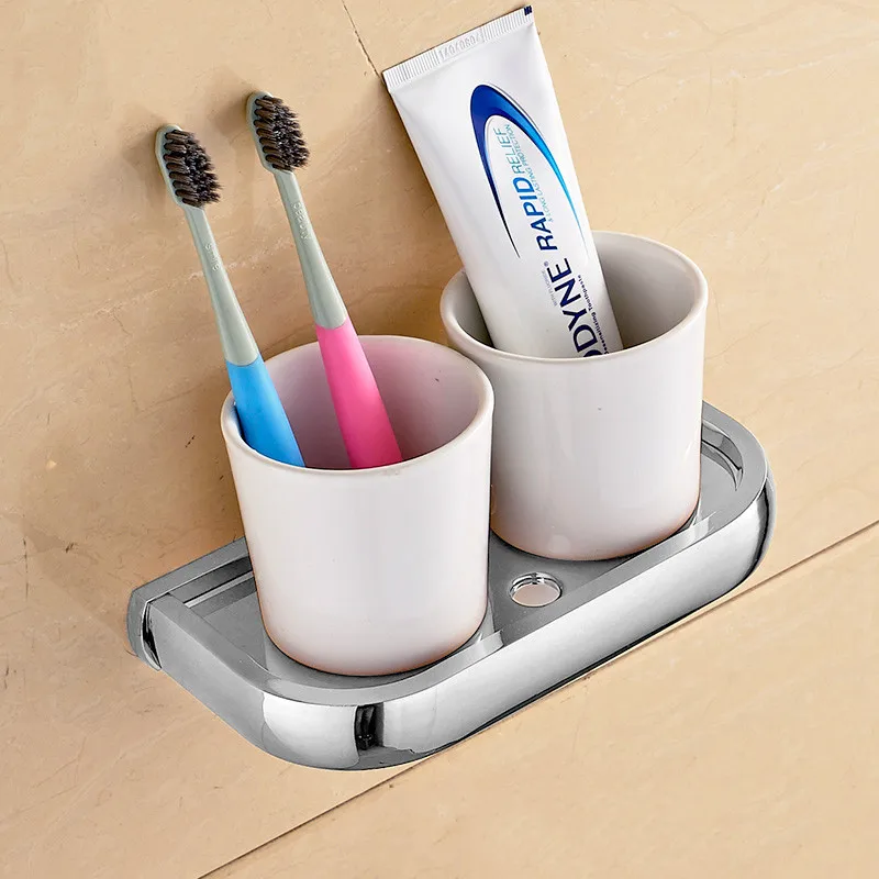 Imagem -06 - Wall-montado Copo de Latão Sólido e Tumbler Toothbrush Holder Duplo Copos de Cerâmica Acessórios do Banheiro Cores F81368