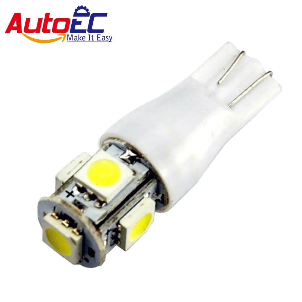 AutoEC 10pcs Car Turn Signal Light Strobe bulb T10 194 168 912 921 501 W5W 5 LED SMD5050 Side Wedge light DC12V 8colors #LB58