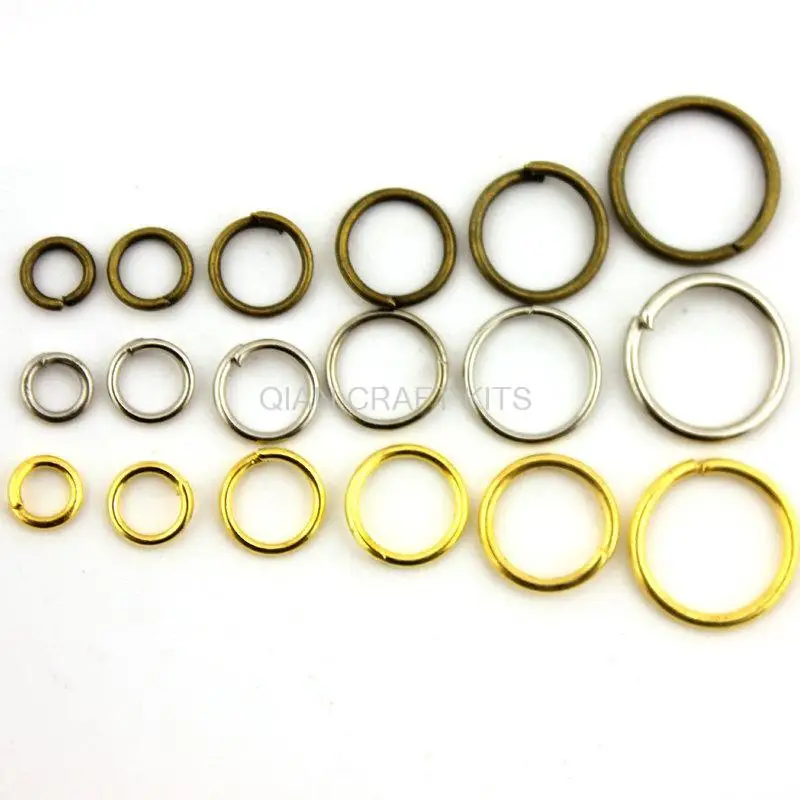 6000pcs mixed Plating and sizes comb sturdy metal Jump Ring Mix 3-12mm, gold,bronze, Silver or gunmetal sampler