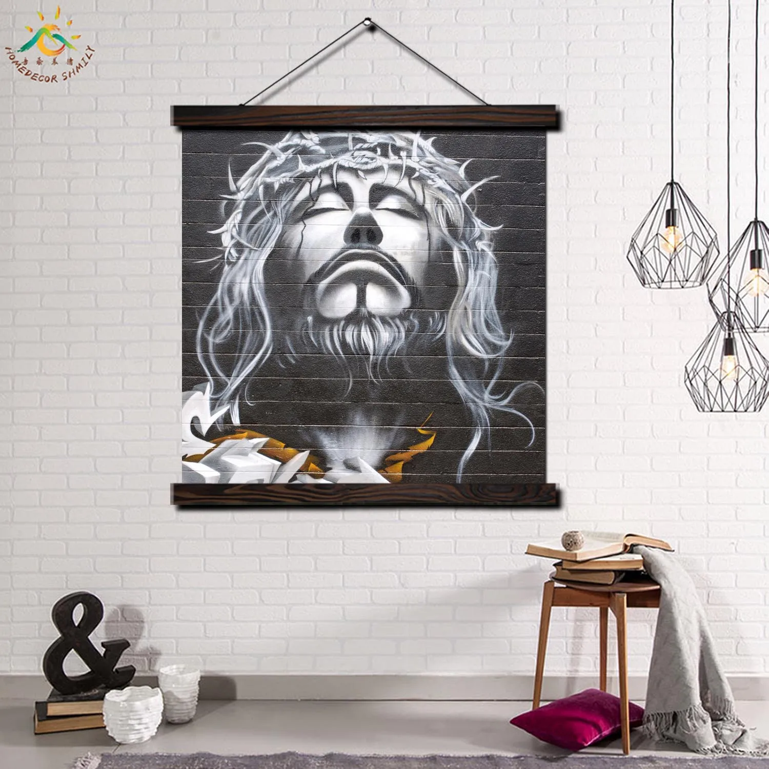 Thinking Jesus Hope Single Modern Wall Art Print Picture And Poster Solid Wood Hanging Scroll Canvas Painting Home Decor