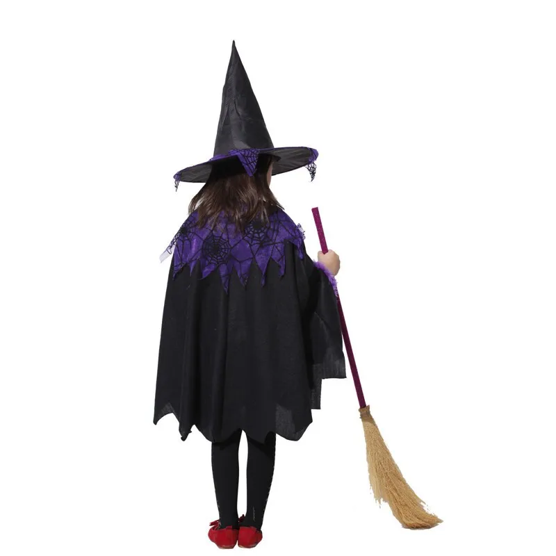 Nieuwjaar Carnaval Halloween Heksenkostuum voor Meisje Kinderen Fantasia Fancy Dress Tovenares Mantel met Hoed Kinderen Cosplay Kleding